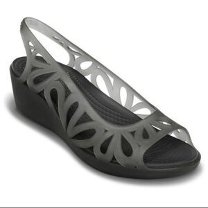 Crocs adrina wedge 7 w dark gray shoes sandals wedges